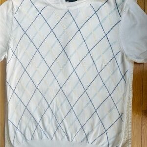 Brooks Brothers White and Blue Argyle Sweater